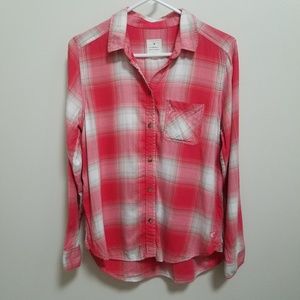AEO | Red Plaid Vintage Boyfriend Button Up M